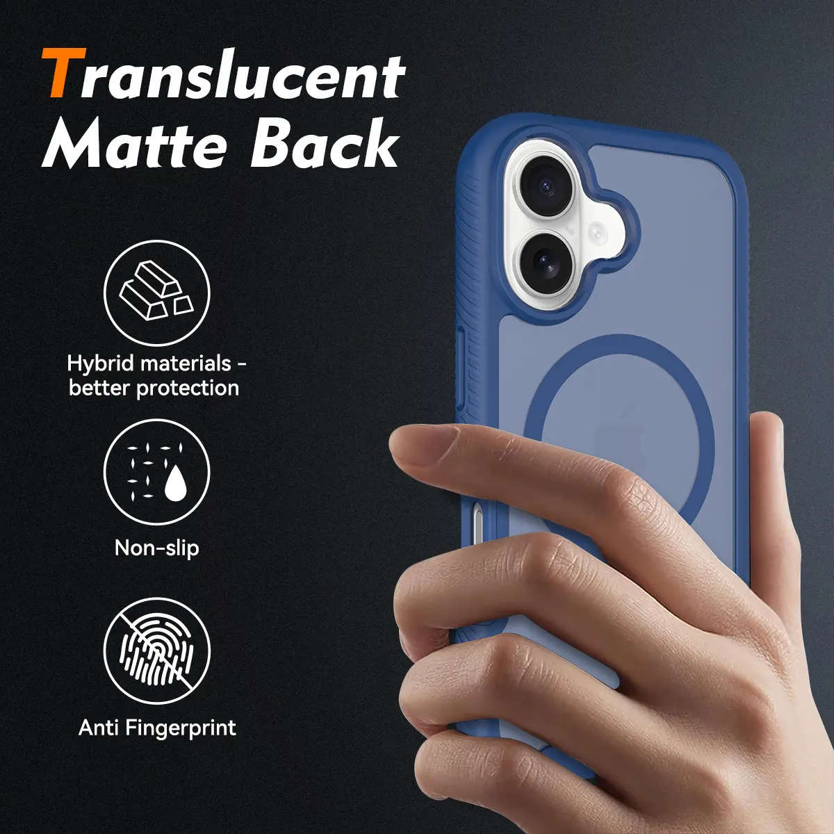 Apple iPhone 16 Hoesje Full Protect 360° Cover met MagSafe Matte Blauw afbeelding 2