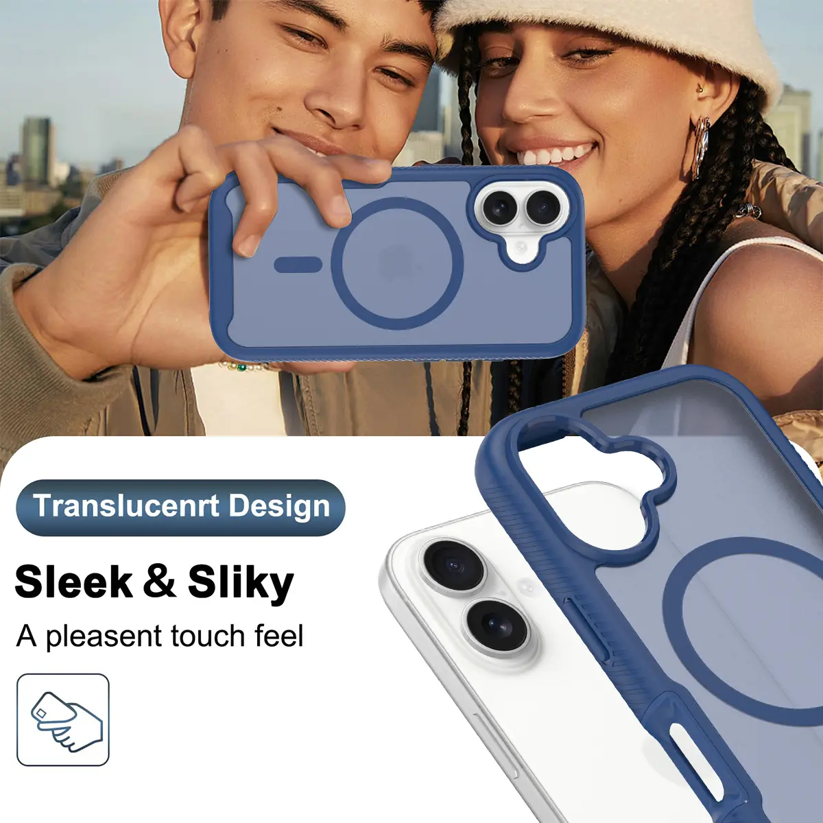 Apple iPhone 16 Hoesje Full Protect 360° Cover met MagSafe Matte Blauw afbeelding 7