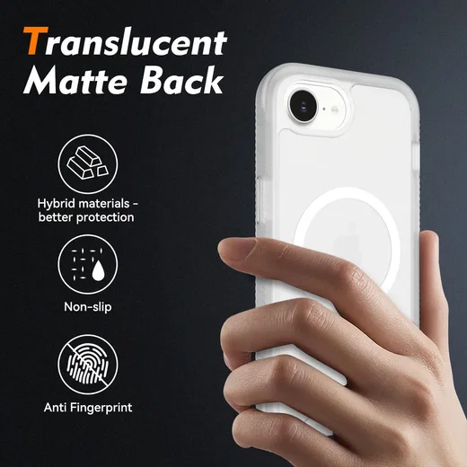 Apple iPhone 17e / 16e Hoesje Full Protect 360° Cover MagSafe Matte Transparant afbeelding 2