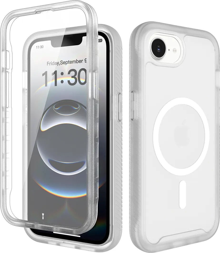 Apple iPhone 17e / 16e Hoesje Full Protect 360° Cover MagSafe Matte Transparant afbeelding 1