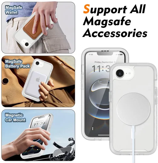 Apple iPhone 17e / 16e Hoesje Full Protect 360° Cover MagSafe Matte Transparant afbeelding 5