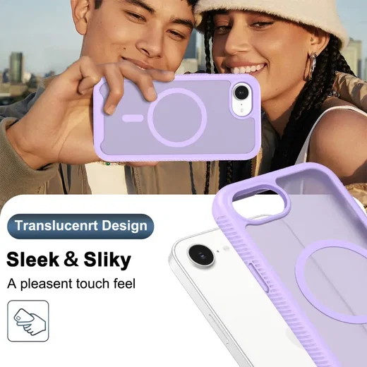 Apple iPhone 17e / 16e Hoesje Full Protect 360° Cover met MagSafe Matte Paars afbeelding 6