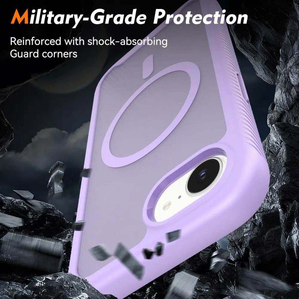 Apple iPhone 17e / 16e Hoesje Full Protect 360° Cover met MagSafe Matte Paars afbeelding 4