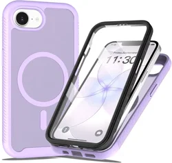 Apple iPhone 17e / 16e Hoesje Full Protect 360° Cover met MagSafe Matte Paars afbeelding