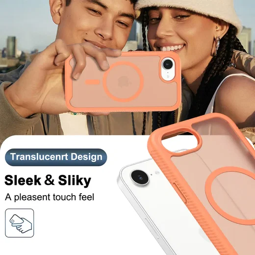 Apple iPhone 17e / 16e Hoesje Full Protect 360° Cover met MagSafe Matte Oranje afbeelding 8