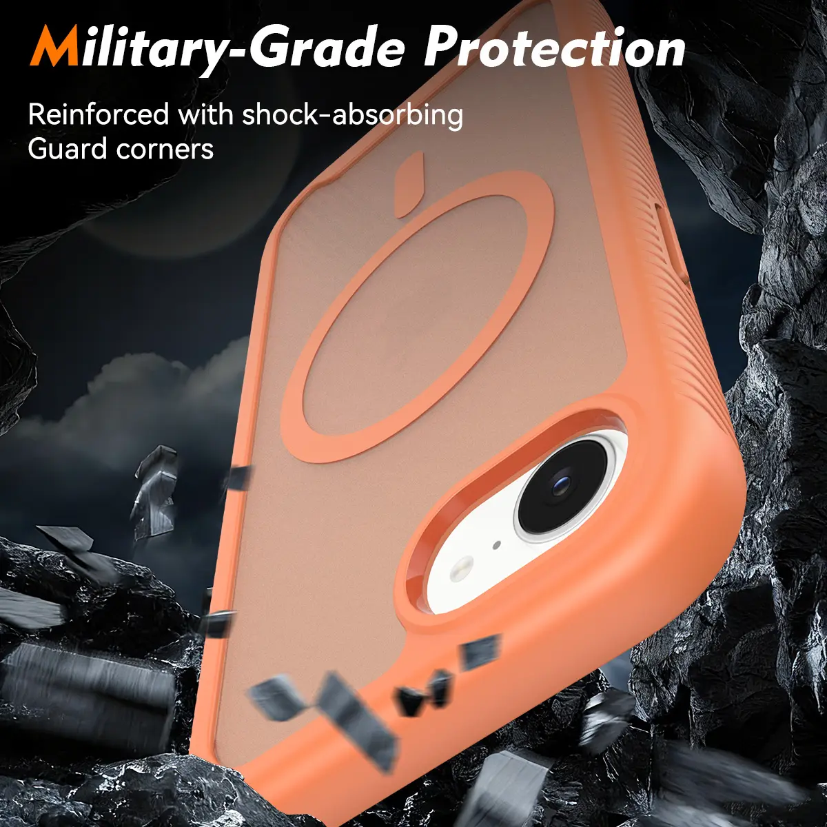 Apple iPhone 17e / 16e Hoesje Full Protect 360° Cover met MagSafe Matte Oranje afbeelding 4
