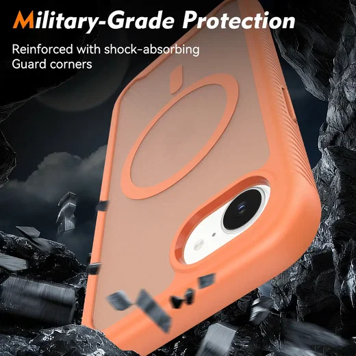 Apple iPhone 17e / 16e Hoesje Full Protect 360° Cover met MagSafe Matte Oranje afbeelding 4