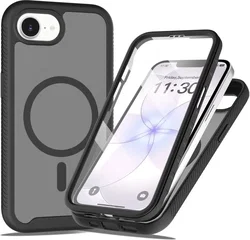 Apple iPhone 17e / 16e Hoesje Full Protect 360° Cover met MagSafe Matte Zwart afbeelding