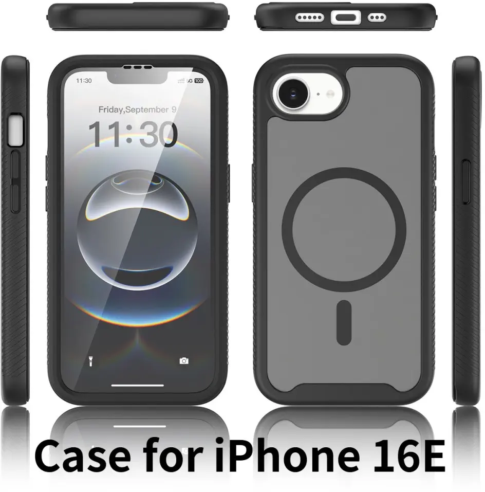 Apple iPhone 17e / 16e Hoesje Full Protect 360° Cover met MagSafe Matte Zwart afbeelding 9