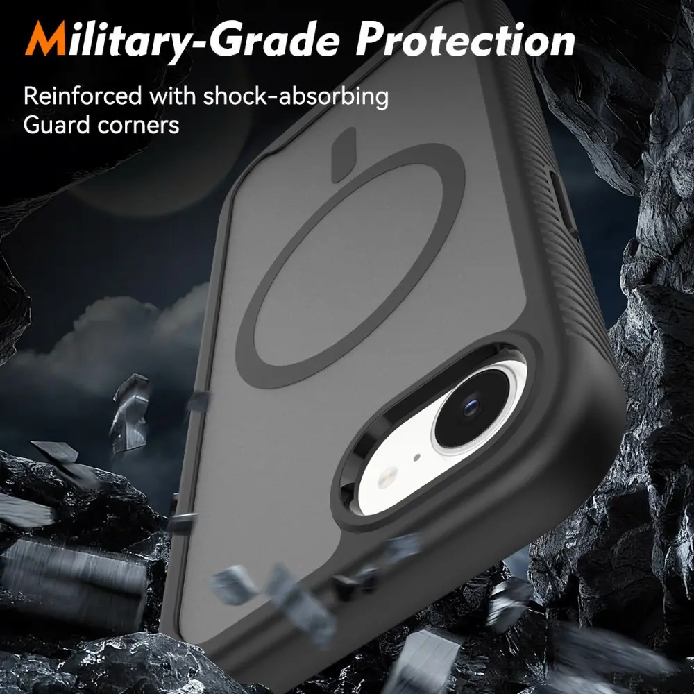 Apple iPhone 17e / 16e Hoesje Full Protect 360° Cover met MagSafe Matte Zwart afbeelding 3