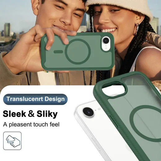 Apple iPhone 17e / 16e Hoesje Full Protect 360° Cover met MagSafe Matte Groen afbeelding 6