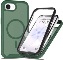 Apple iPhone 17e / 16e Hoesje Full Protect 360° Cover met MagSafe Matte Groen afbeelding