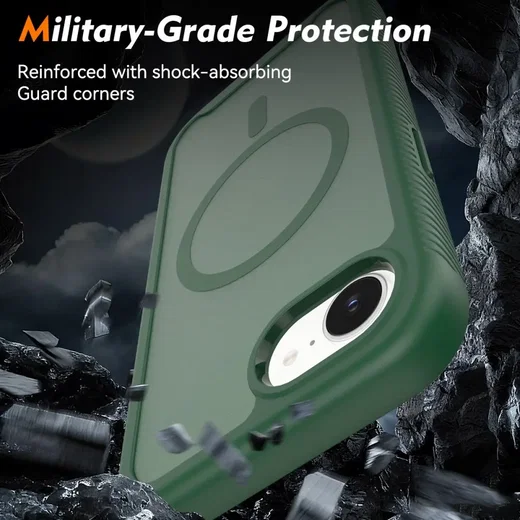 Apple iPhone 17e / 16e Hoesje Full Protect 360° Cover met MagSafe Matte Groen afbeelding 4
