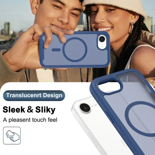 Apple iPhone 17e / 16e Hoesje Full Protect 360° Cover met MagSafe Matte Blauw afbeelding 6