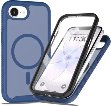 Apple iPhone 17e / 16e Hoesje Full Protect 360° Cover met MagSafe Matte Blauw