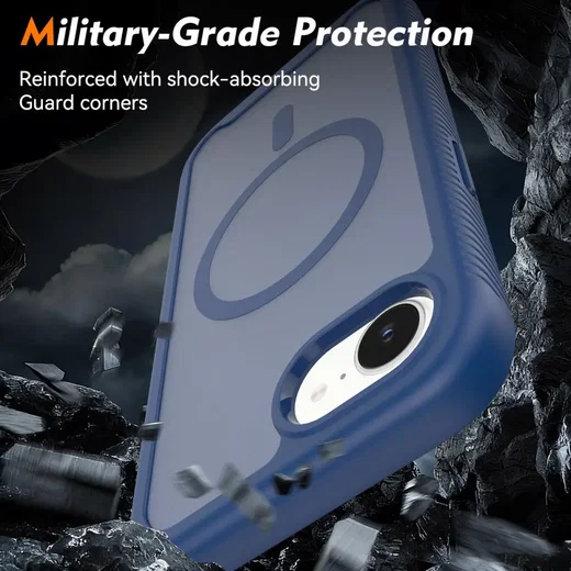 Apple iPhone 17e / 16e Hoesje Full Protect 360° Cover met MagSafe Matte Blauw afbeelding 4