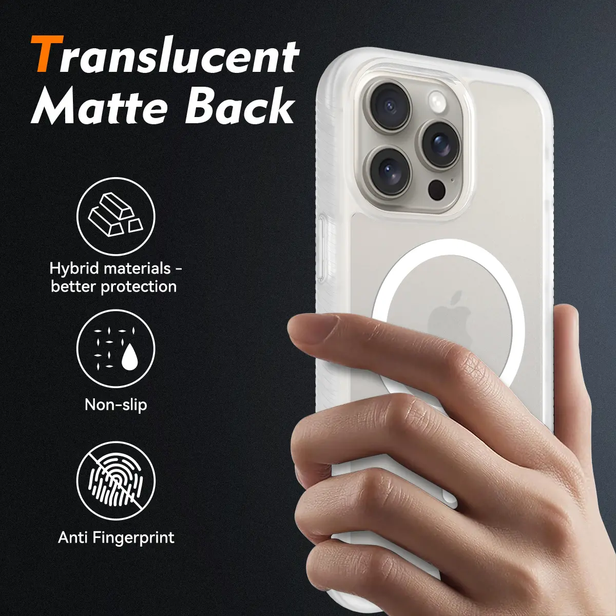 Apple iPhone 15 Pro Max Hoesje Full Protect 360° Cover MagSafe Matte Transparant afbeelding 2