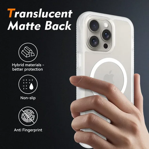 Apple iPhone 15 Pro Max Hoesje Full Protect 360° Cover MagSafe Matte Transparant afbeelding 2