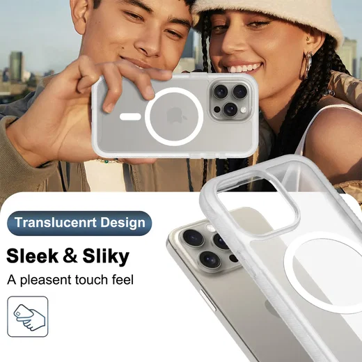 Apple iPhone 15 Pro Max Hoesje Full Protect 360° Cover MagSafe Matte Transparant afbeelding 8