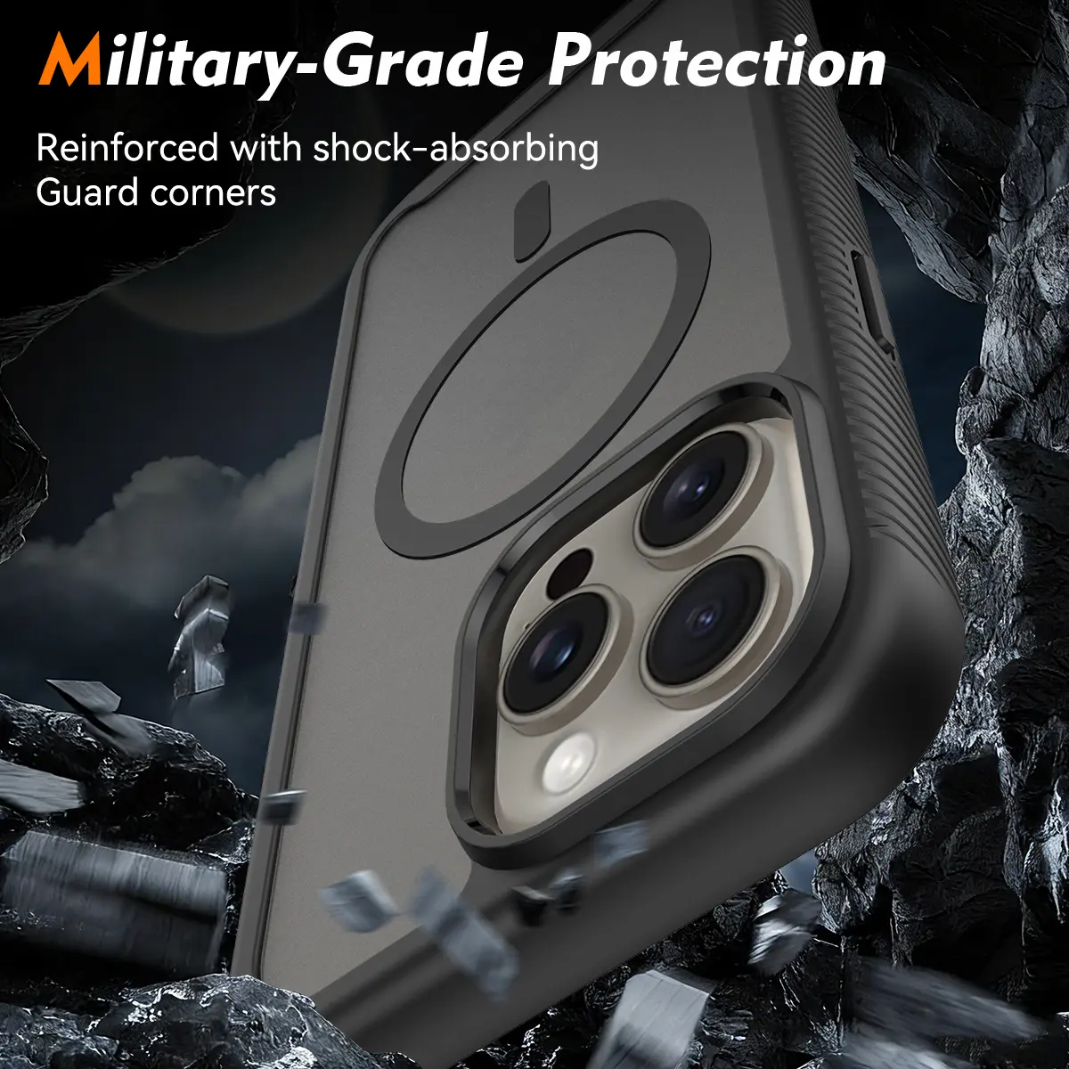 Apple iPhone 15 Pro Max Hoesje Full Protect 360° Cover met MagSafe Matte Zwart afbeelding 3