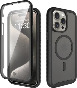 Apple iPhone 15 Pro Max Hoesje Full Protect 360° Cover met MagSafe Matte Zwart