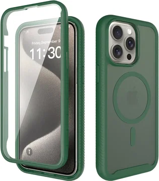 Apple iPhone 15 Pro Max Hoesje Full Protect 360° Cover met MagSafe Matte Groen