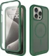 Apple iPhone 15 Pro Max Hoesje Full Protect 360° Cover met MagSafe Matte Groen