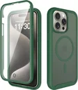 Apple iPhone 15 Pro Max Hoesje Full Protect 360° Cover met MagSafe Matte Groen