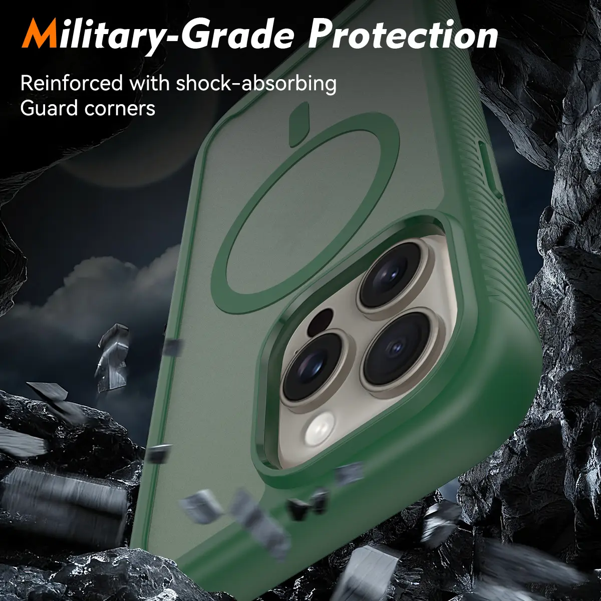 Apple iPhone 15 Pro Max Hoesje Full Protect 360° Cover met MagSafe Matte Groen afbeelding 4