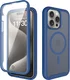 Apple iPhone 15 Pro Max Hoesje Full Protect 360° Cover met MagSafe Matte Blauw