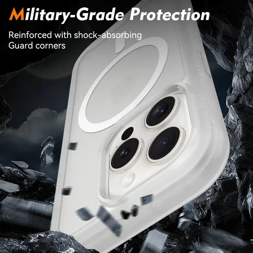 Apple iPhone 15 Pro Hoesje Full Protect 360° Cover met MagSafe Matte Transparant afbeelding 3