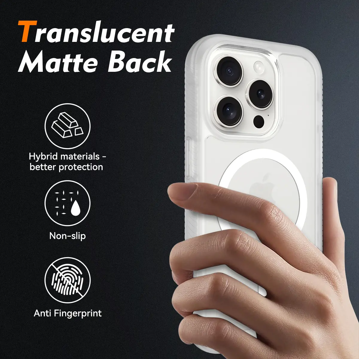 Apple iPhone 15 Pro Hoesje Full Protect 360° Cover met MagSafe Matte Transparant afbeelding 2
