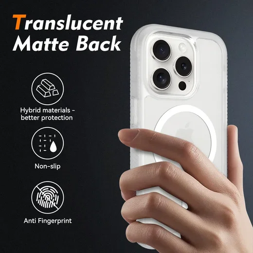 Apple iPhone 15 Pro Hoesje Full Protect 360° Cover met MagSafe Matte Transparant afbeelding 2