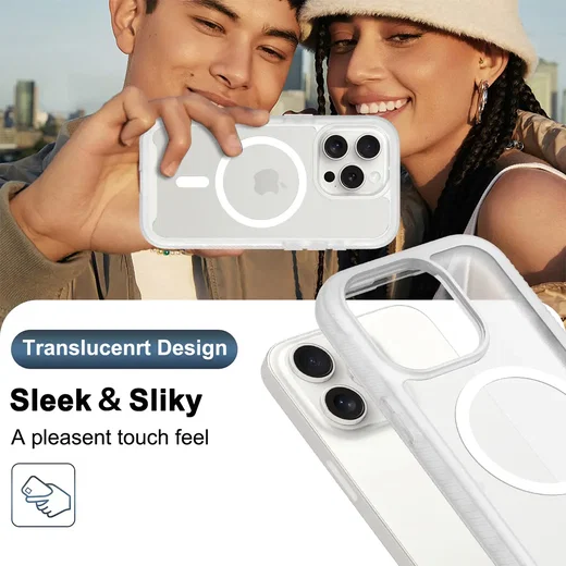 Apple iPhone 15 Pro Hoesje Full Protect 360° Cover met MagSafe Matte Transparant afbeelding 5