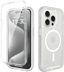 Apple iPhone 15 Pro Hoesje Full Protect 360° Cover met MagSafe Matte Transparant afbeelding