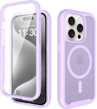 Apple iPhone 15 Pro Hoesje Full Protect 360° Cover met MagSafe Matte Paars