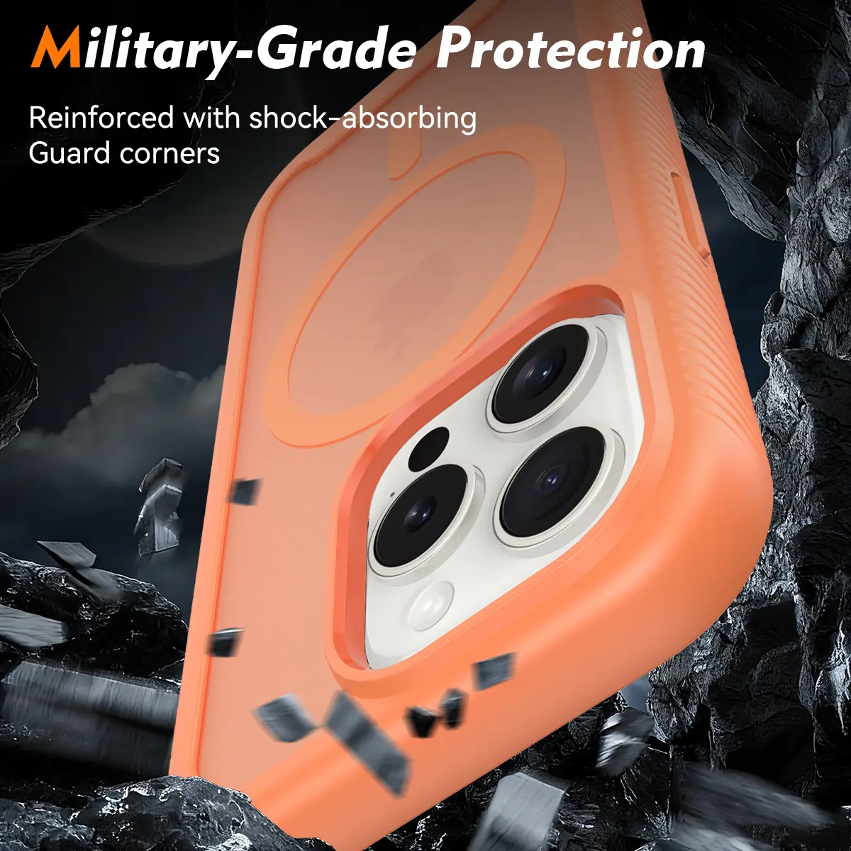 Apple iPhone 15 Pro Hoesje Full Protect 360° Cover met MagSafe Matte Oranje afbeelding 3