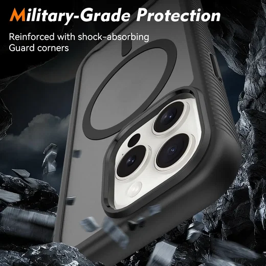 Apple iPhone 15 Pro Hoesje Full Protect 360° Cover met MagSafe Matte Zwart afbeelding 3