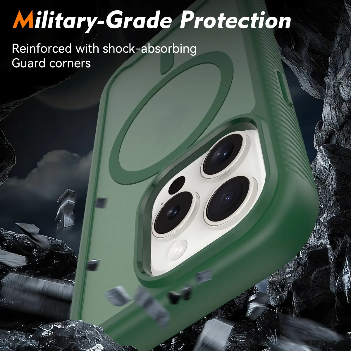 Apple iPhone 15 Pro Hoesje Full Protect 360° Cover met MagSafe Matte Groen afbeelding 3