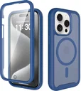 Apple iPhone 15 Pro Hoesje Full Protect 360° Cover met MagSafe Matte Blauw