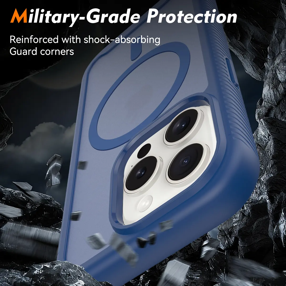 Apple iPhone 15 Pro Hoesje Full Protect 360° Cover met MagSafe Matte Blauw afbeelding 4
