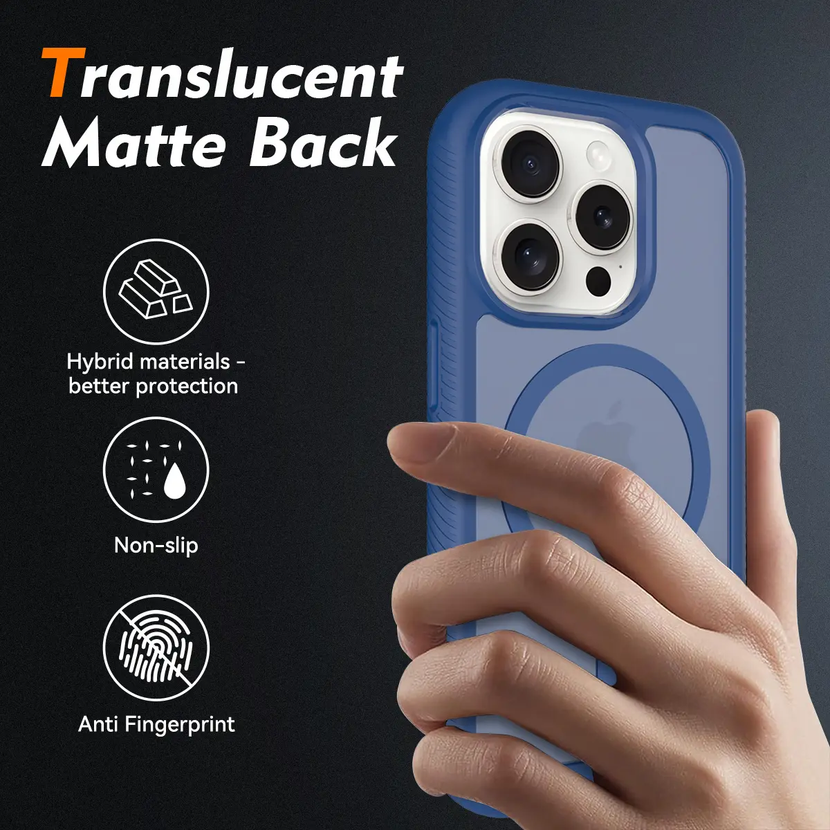 Apple iPhone 15 Pro Hoesje Full Protect 360° Cover met MagSafe Matte Blauw afbeelding 2