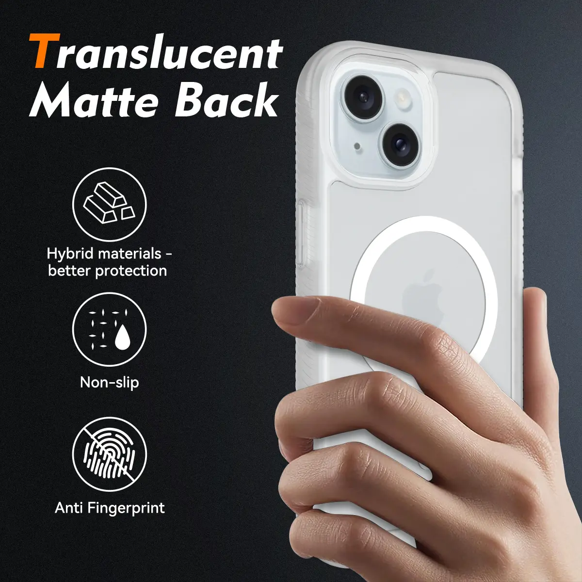 Apple iPhone 15 Hoesje Full Protect 360° Cover met MagSafe Matte Transparant afbeelding 3