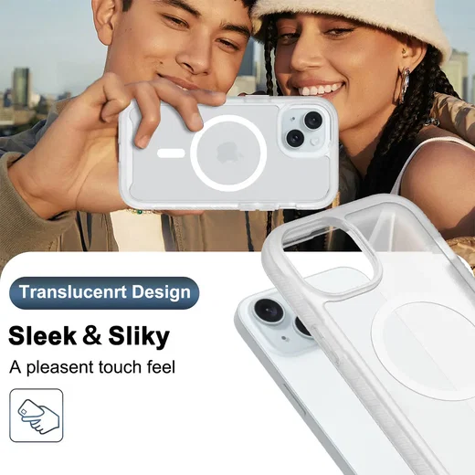 Apple iPhone 15 Hoesje Full Protect 360° Cover met MagSafe Matte Transparant afbeelding 8