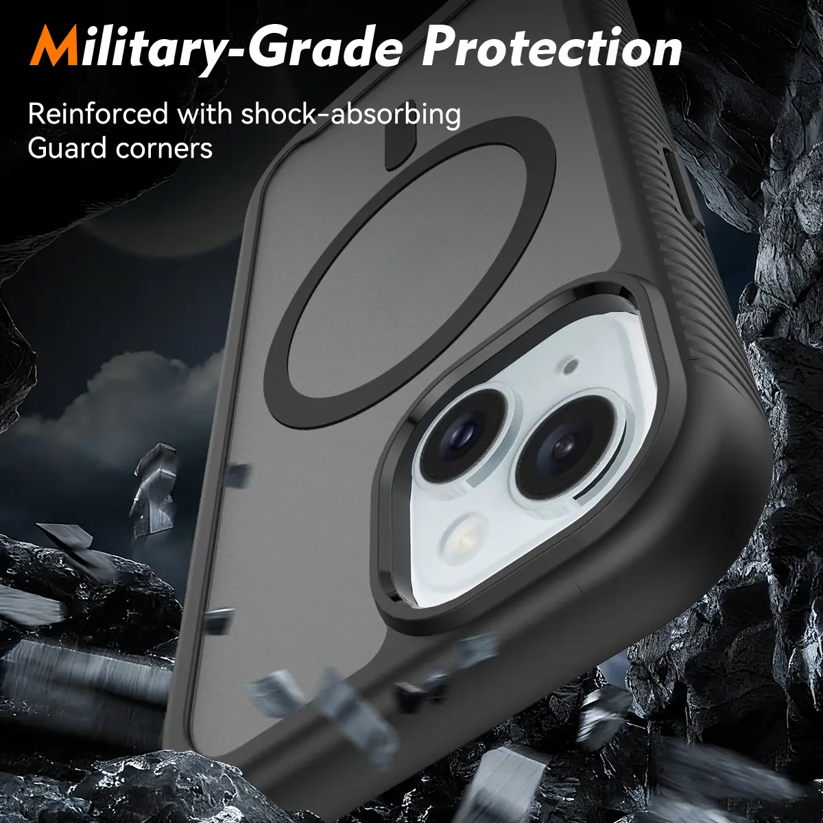 Apple iPhone 15 Hoesje Full Protect 360° Cover met MagSafe Matte Zwart afbeelding 4