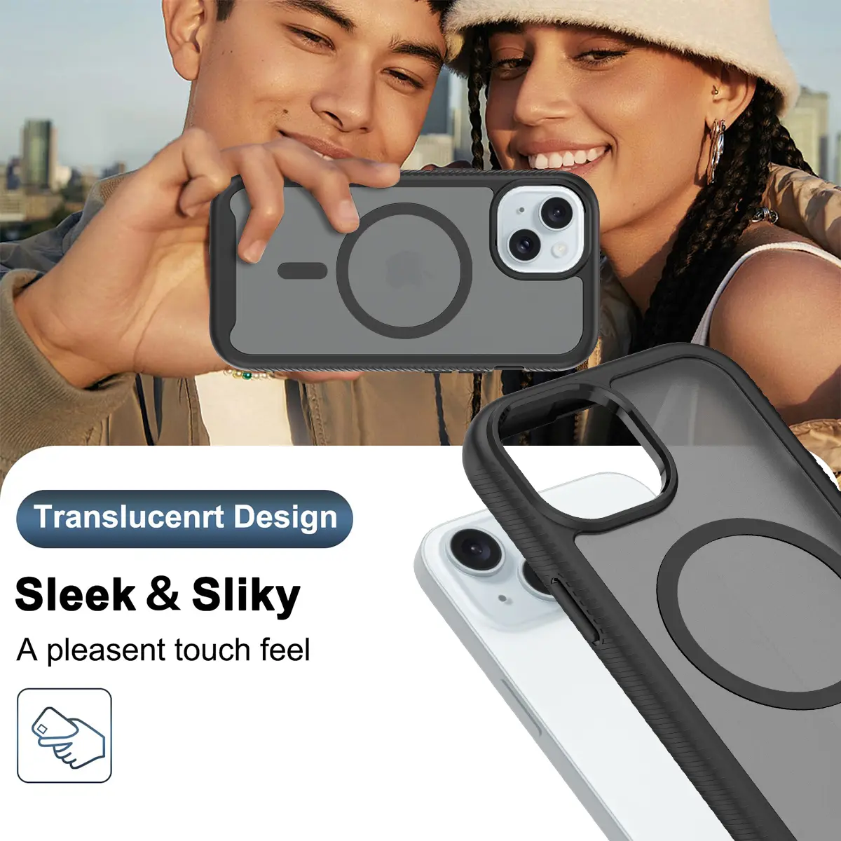 Apple iPhone 15 Hoesje Full Protect 360° Cover met MagSafe Matte Zwart afbeelding 8