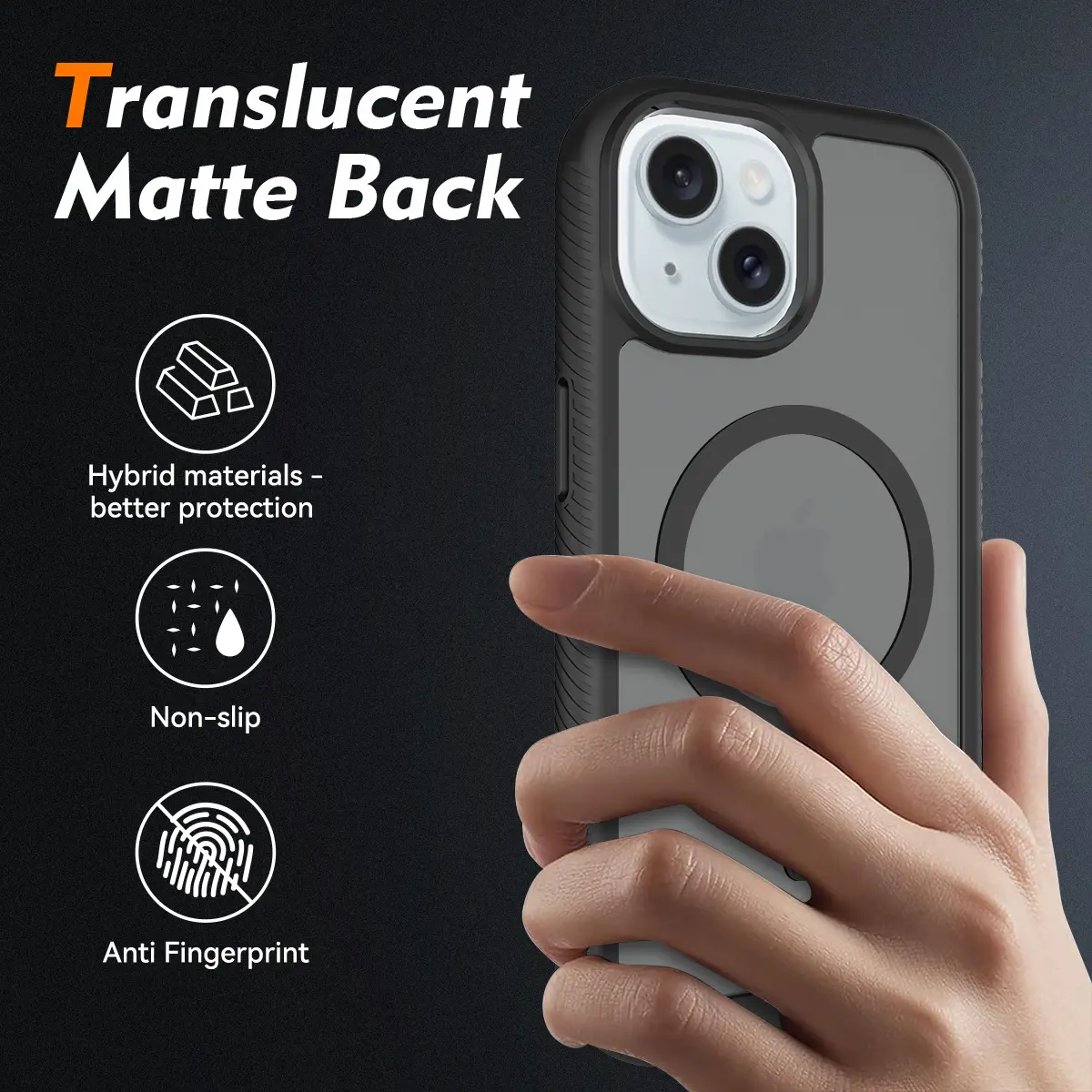 Apple iPhone 15 Hoesje Full Protect 360° Cover met MagSafe Matte Zwart afbeelding 3