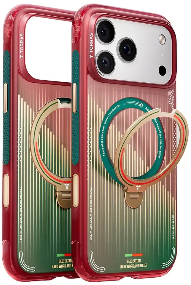 TORRAS World Cup iPhone 17 Pro Max Hoesje MagSafe 360° Kickstand Rood Groen afbeelding 1