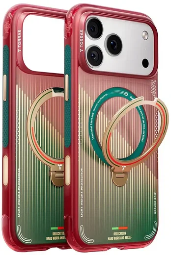 TORRAS World Cup iPhone 17 Pro Max Hoesje MagSafe 360° Kickstand Rood Groen afbeelding 1