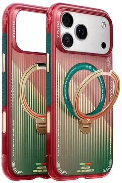 TORRAS World Cup iPhone 17 Pro Max Hoesje MagSafe 360° Kickstand Rood Groen